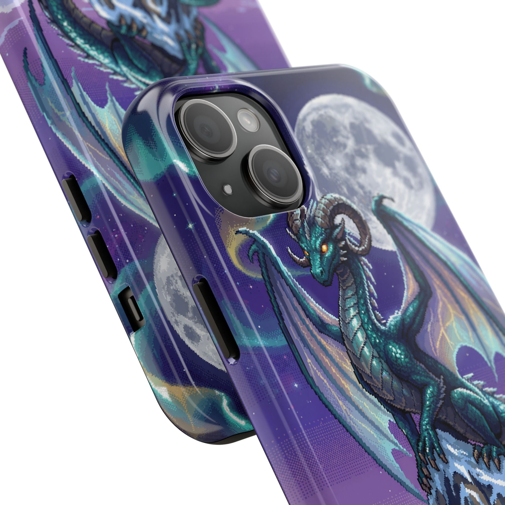 Retro Pixel Dragon on the Mountain Peak — Tough Phone Case