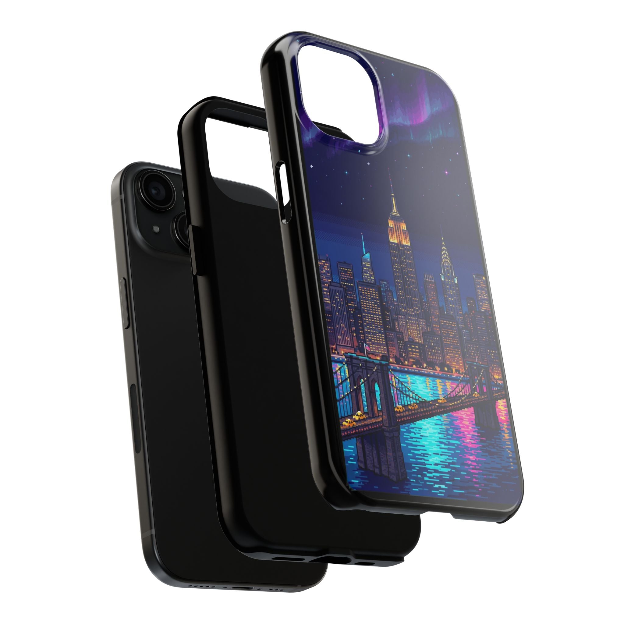 Retro Pixel NYC Skyline at Night — Tough Phone Case