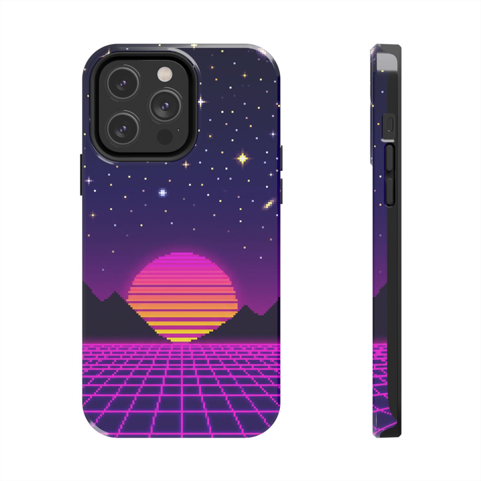 Retro Pixel Neon Grid — Tough Phone Case