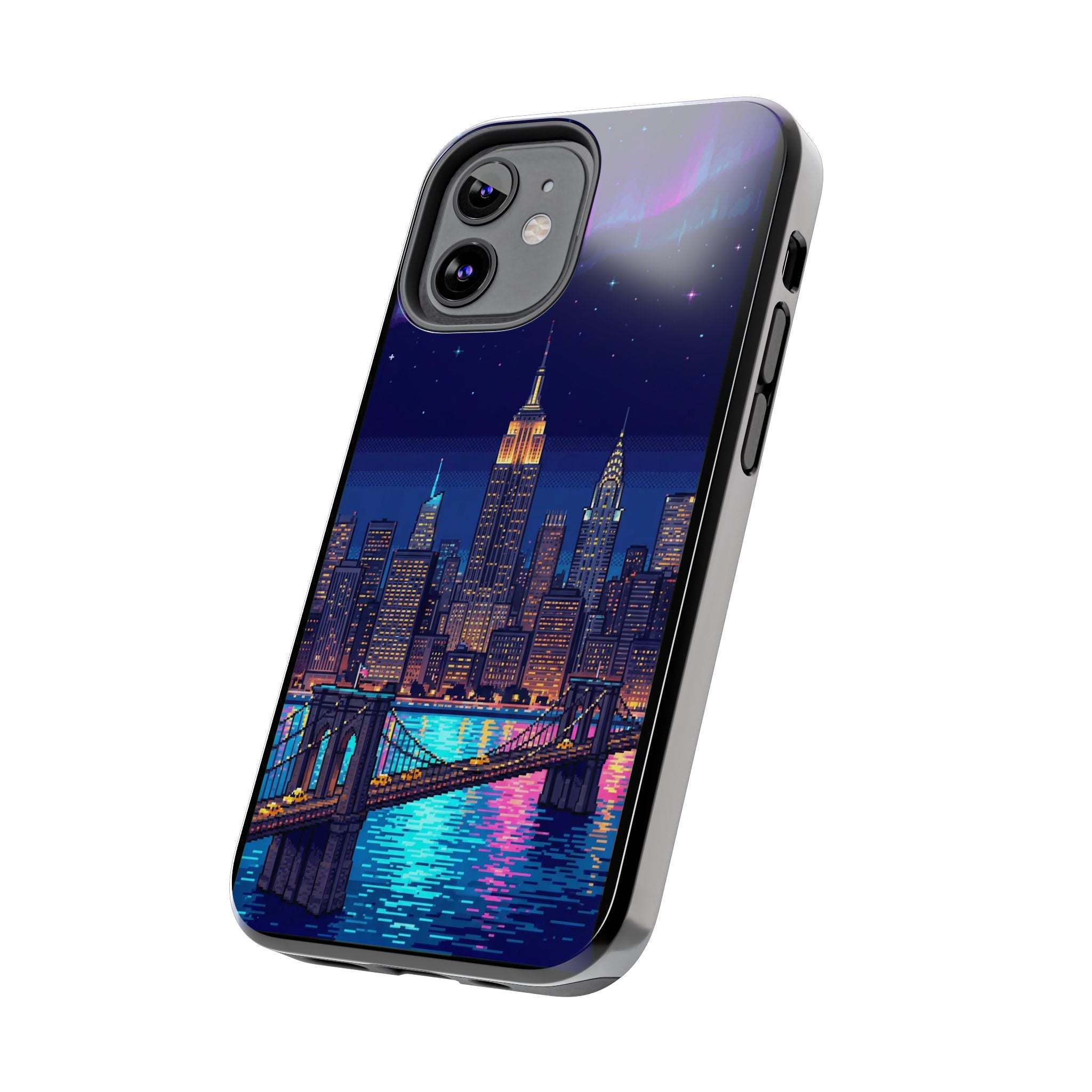 Retro Pixel NYC Skyline at Night — Tough Phone Case