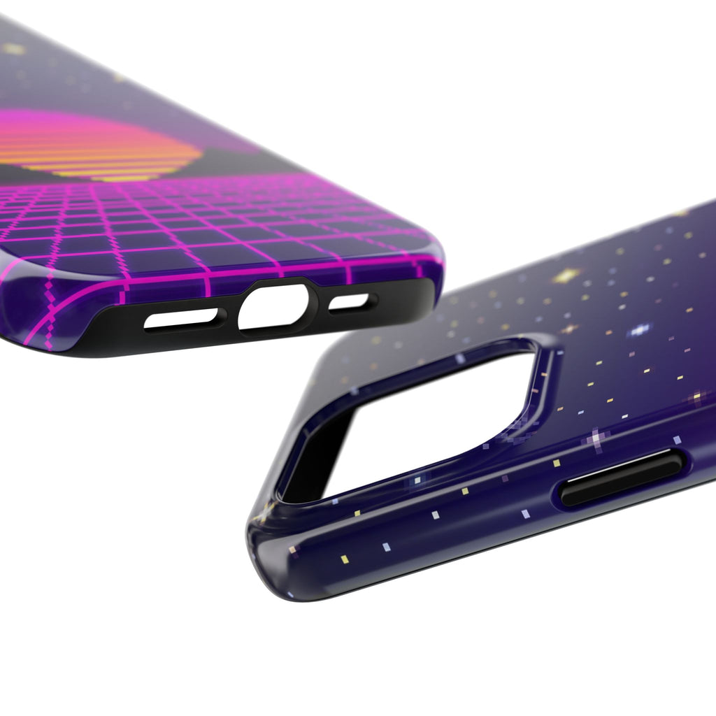Retro Pixel Neon Grid — Tough Phone Case