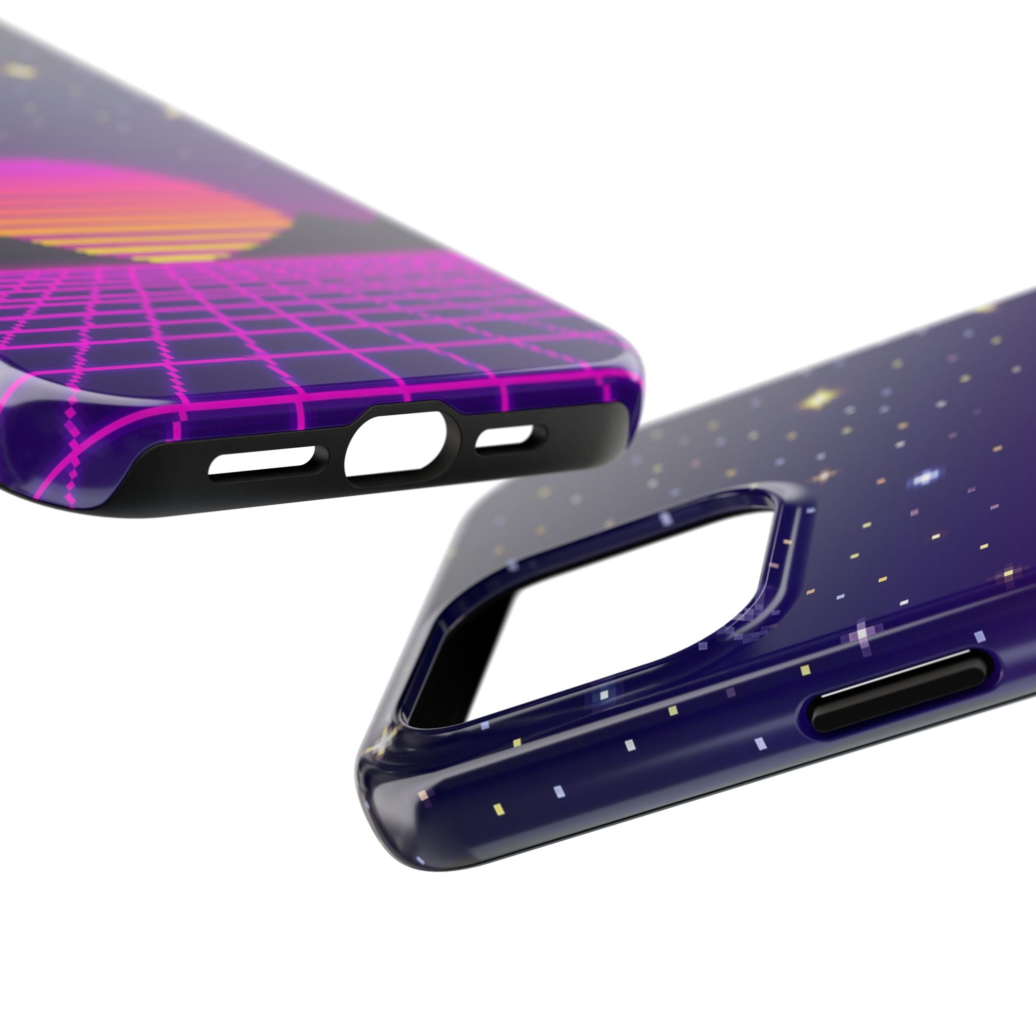 Retro Pixel Neon Grid — Tough Phone Case