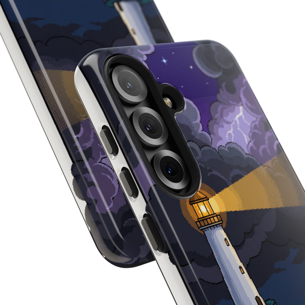 Retro Pixel Lighthouse in the Storm — Tough Phone Case