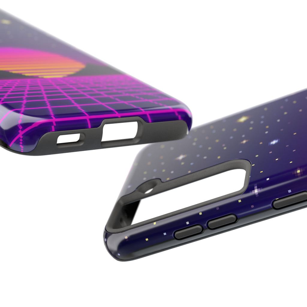Retro Pixel Neon Grid — Tough Phone Case