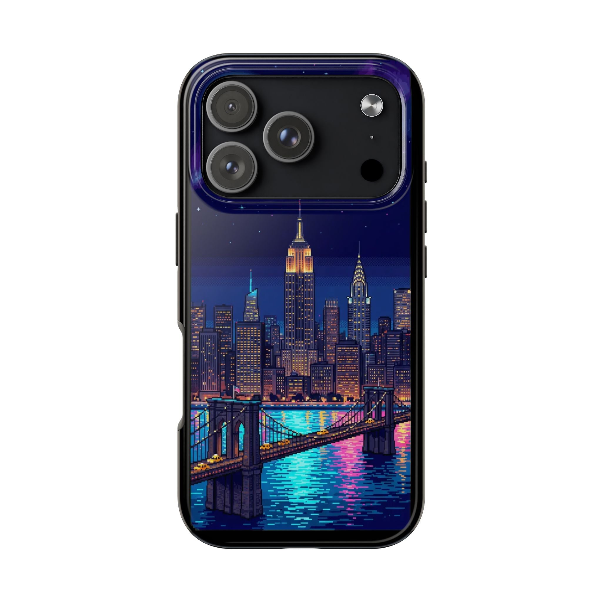 Retro Pixel NYC Skyline at Night — Tough Phone Case