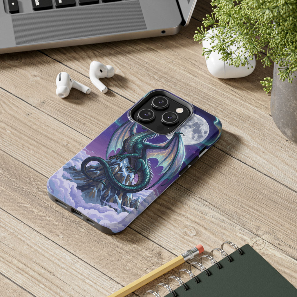Retro Pixel Dragon on the Mountain Peak — Tough Phone Case