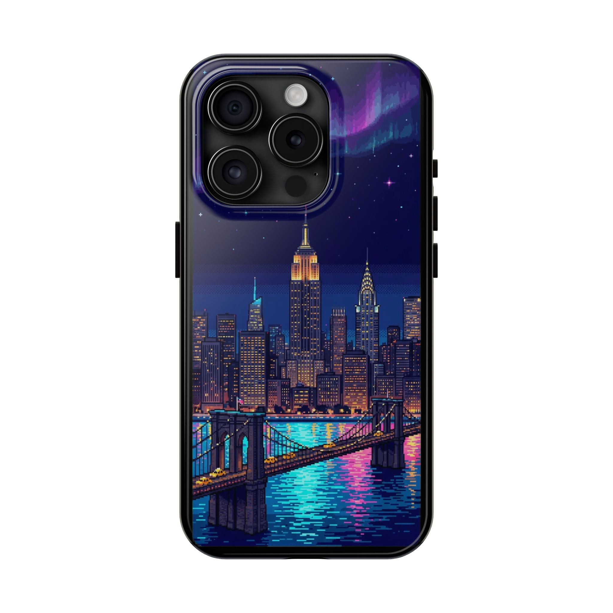 Retro Pixel NYC Skyline at Night — Tough Phone Case