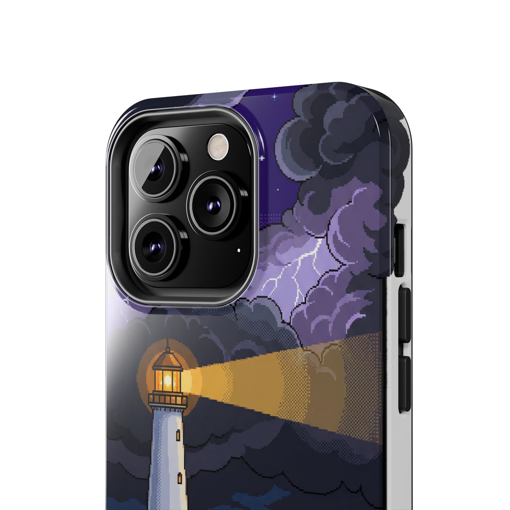 Retro Pixel Lighthouse in the Storm — Tough Phone Case