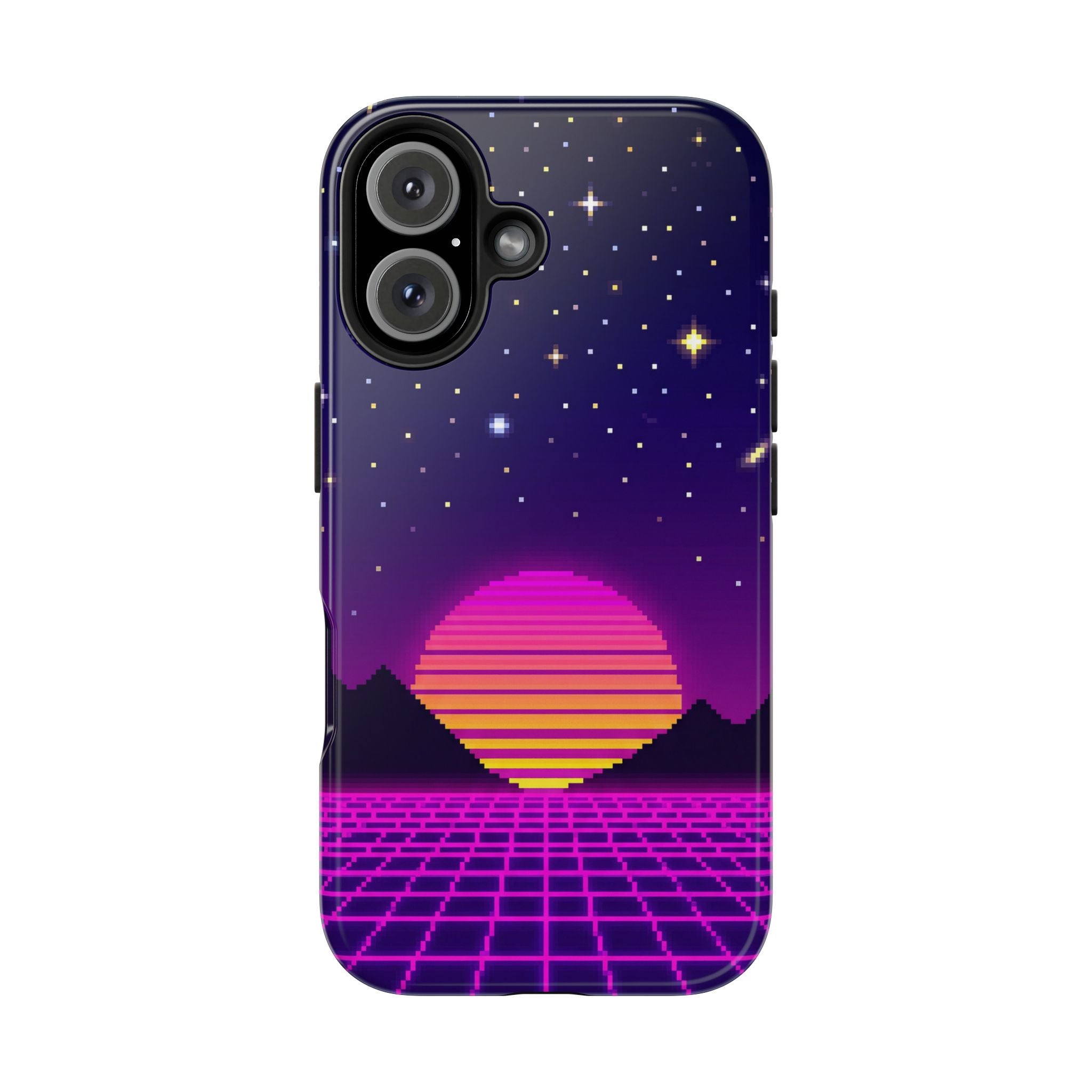 Retro Pixel Neon Grid — Tough Phone Case