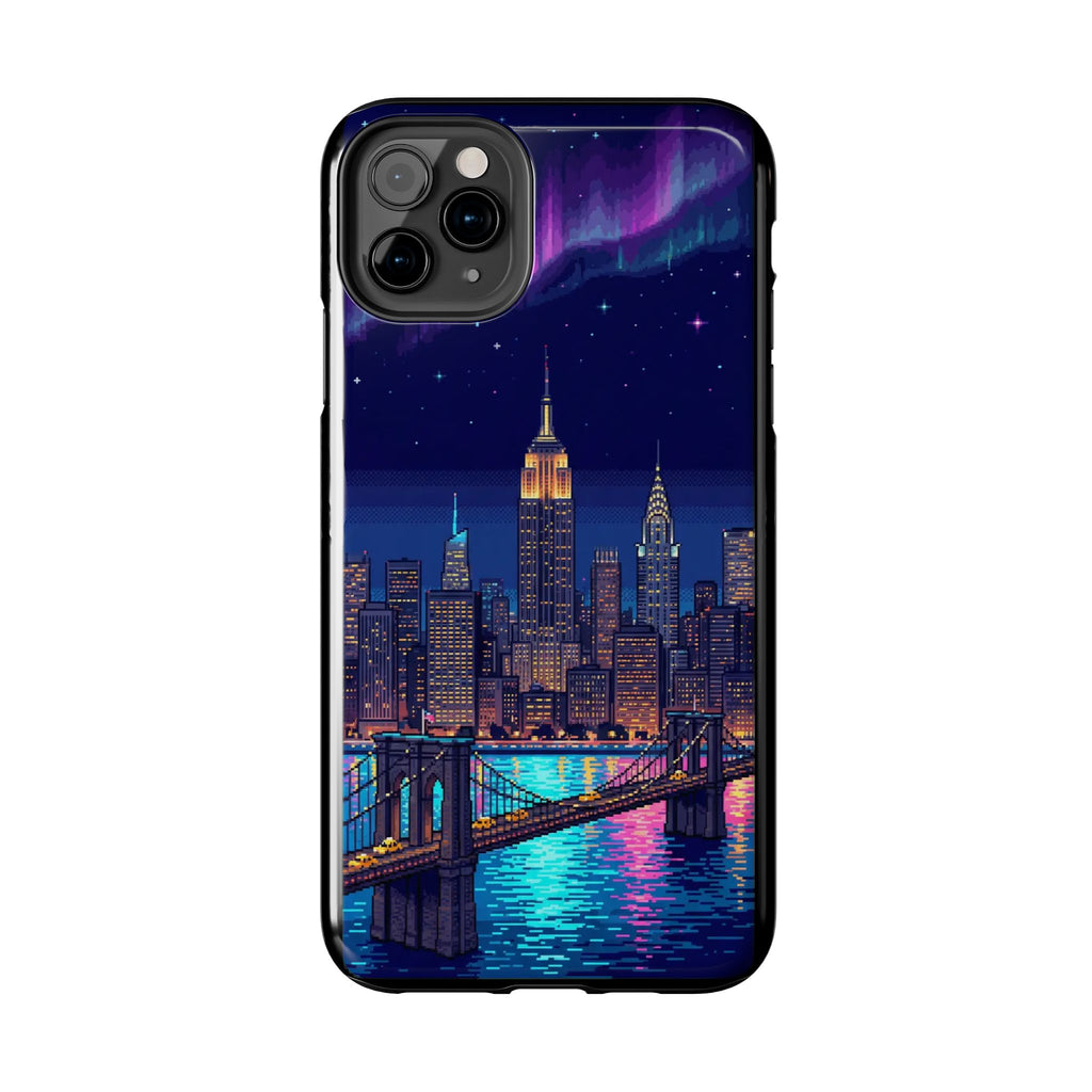 Retro Pixel NYC Skyline at Night — Tough Phone Case