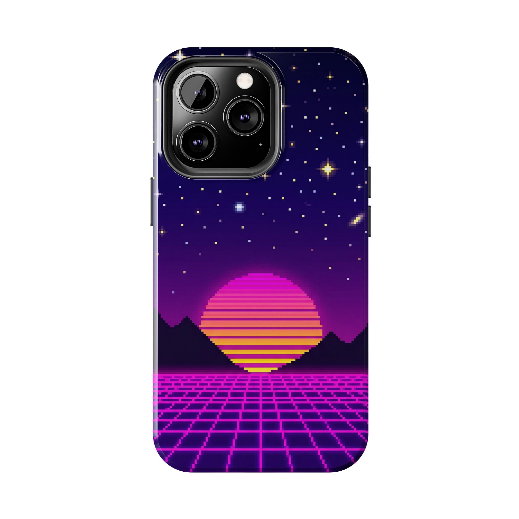 Retro Pixel Neon Grid — Tough Phone Case