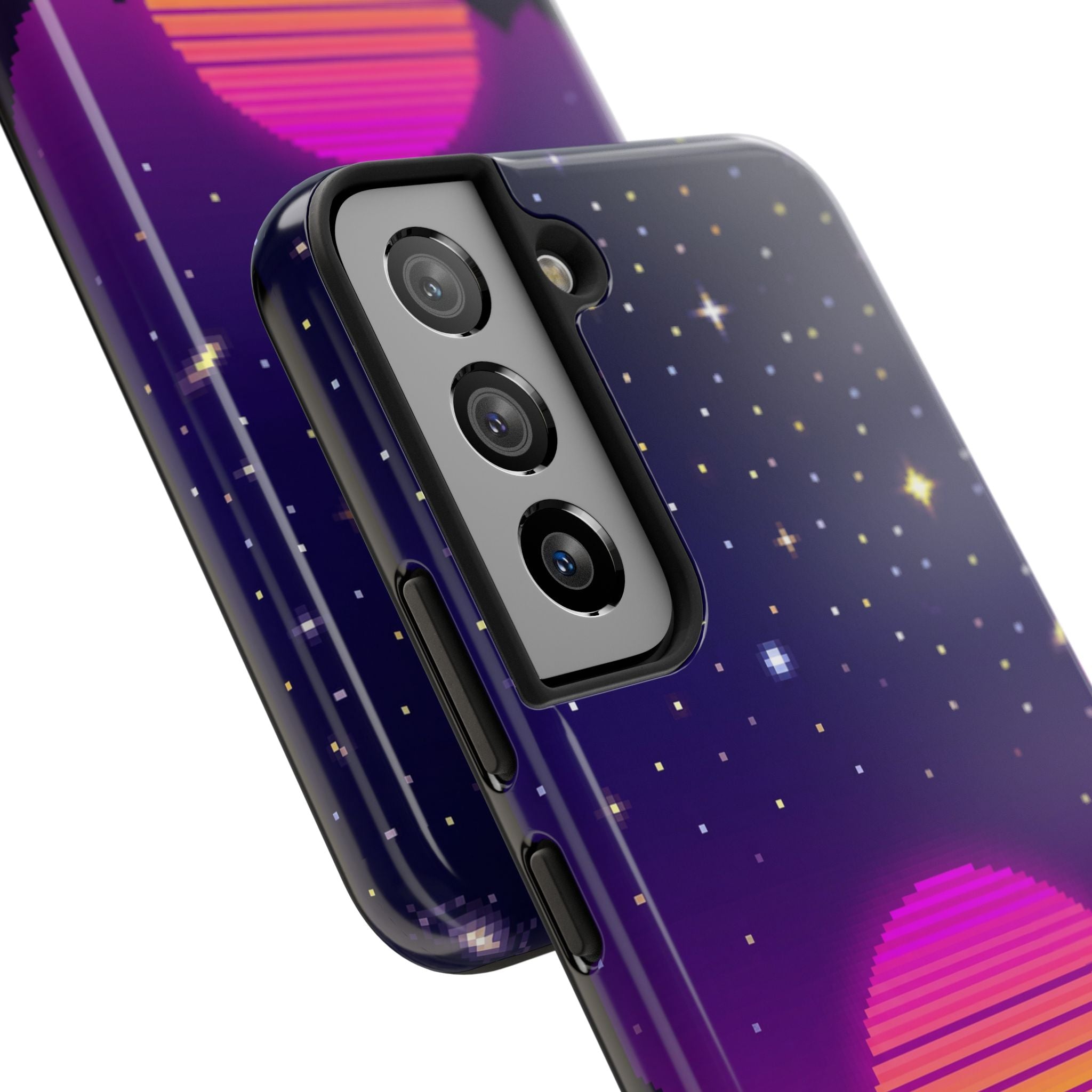 Retro Pixel Neon Grid — Tough Phone Case