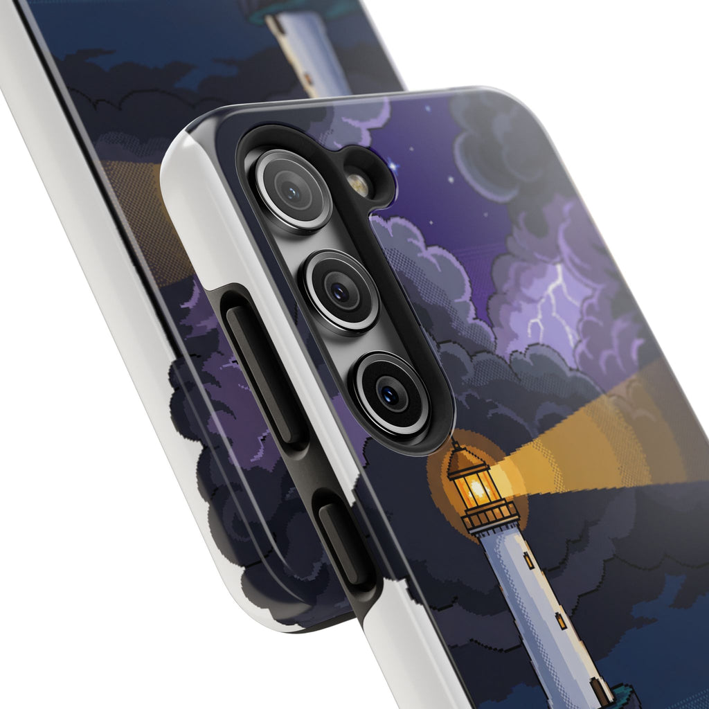 Retro Pixel Lighthouse in the Storm — Tough Phone Case