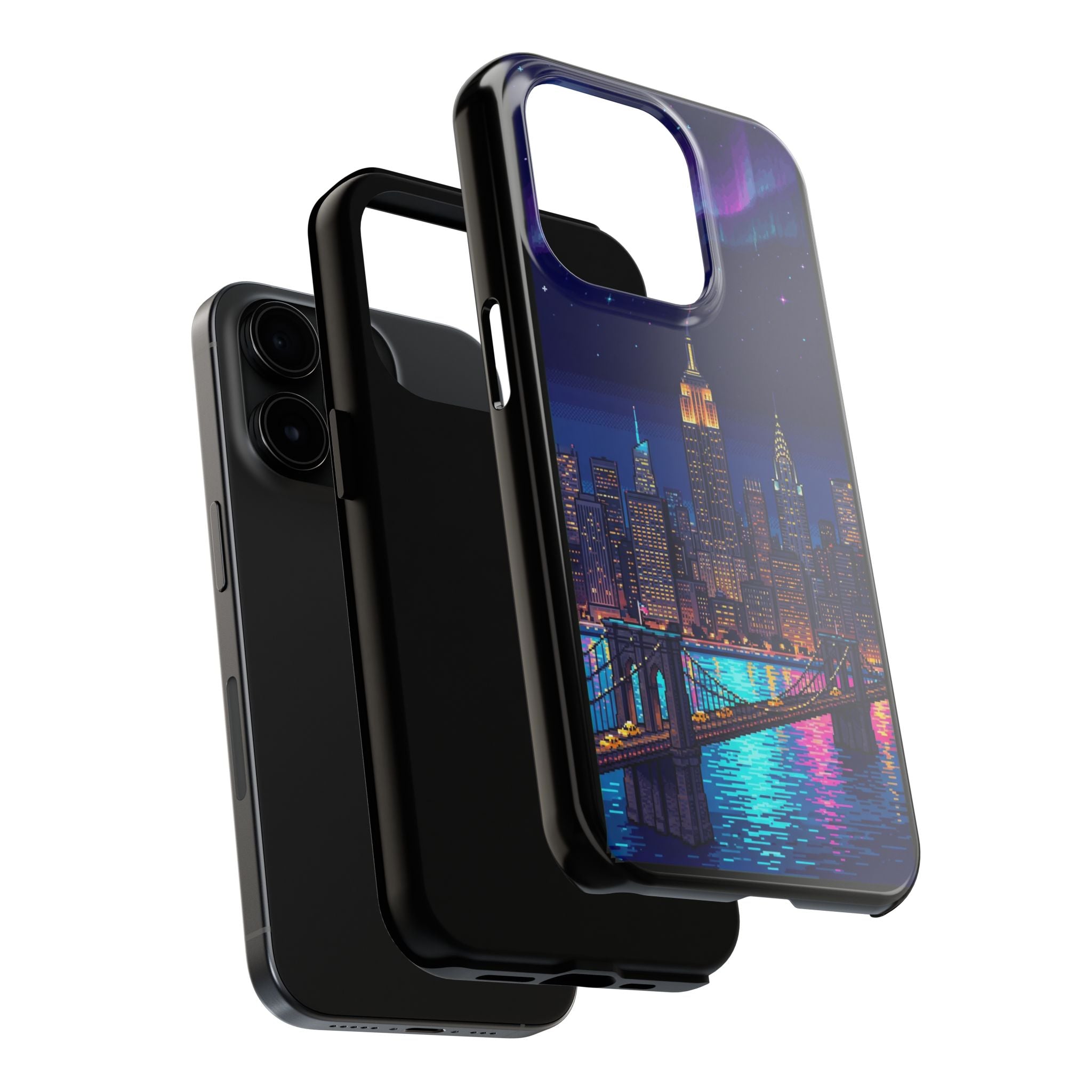 Retro Pixel NYC Skyline at Night — Tough Phone Case