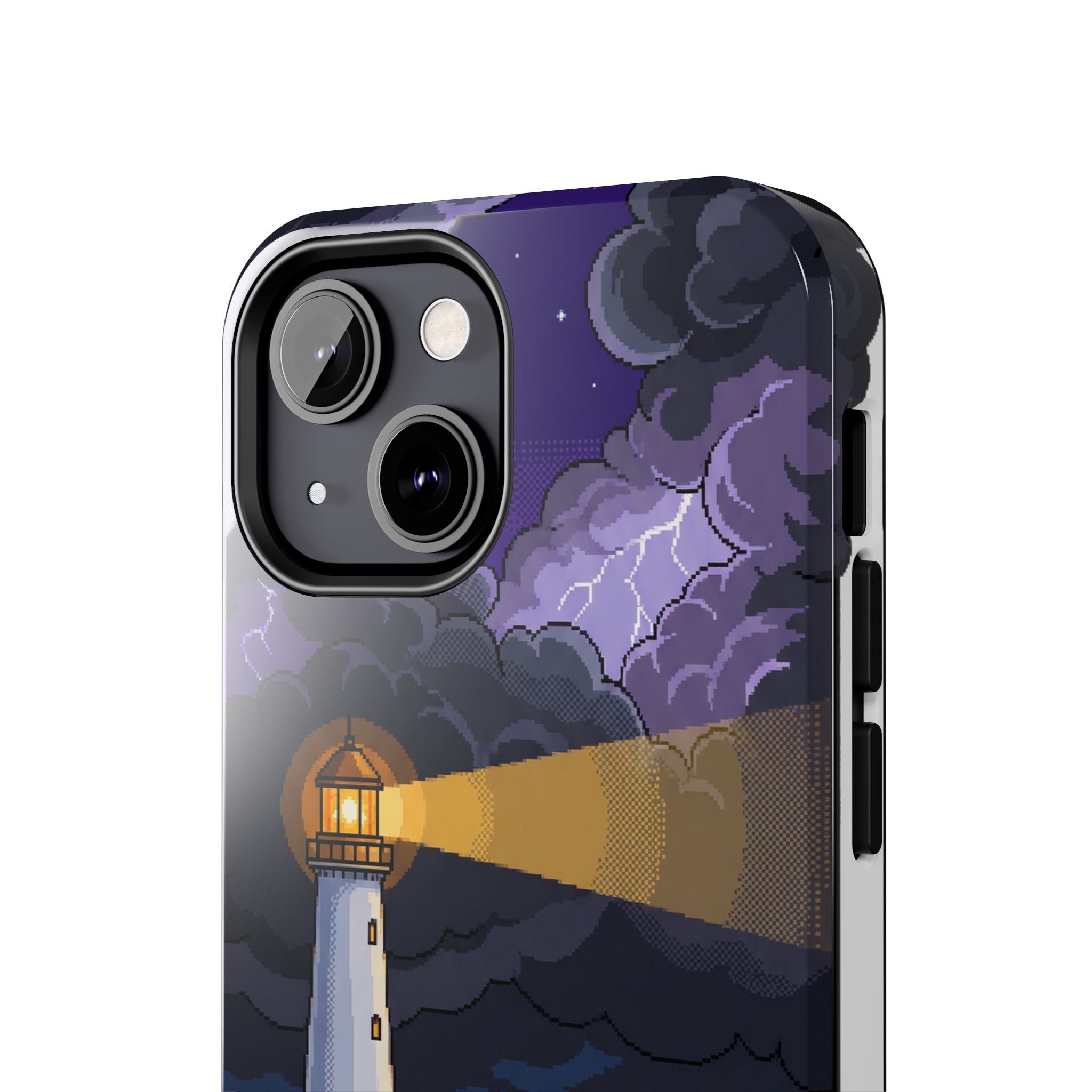 Retro Pixel Lighthouse in the Storm — Tough Phone Case