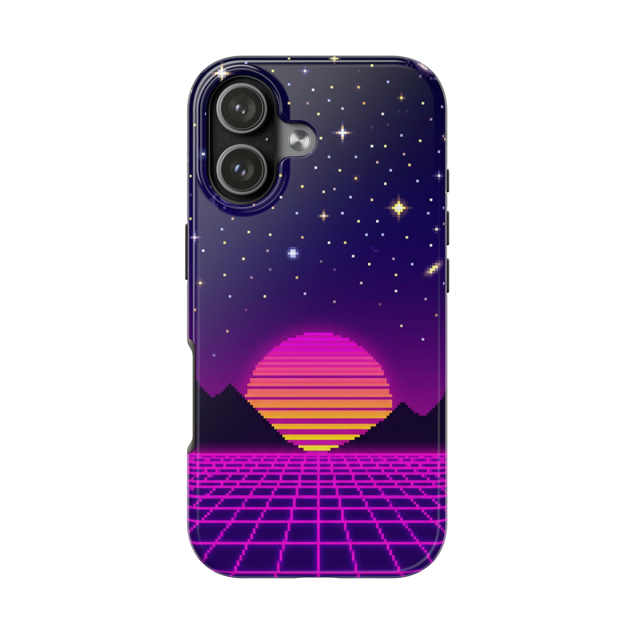Retro Pixel Neon Grid — Tough Phone Case