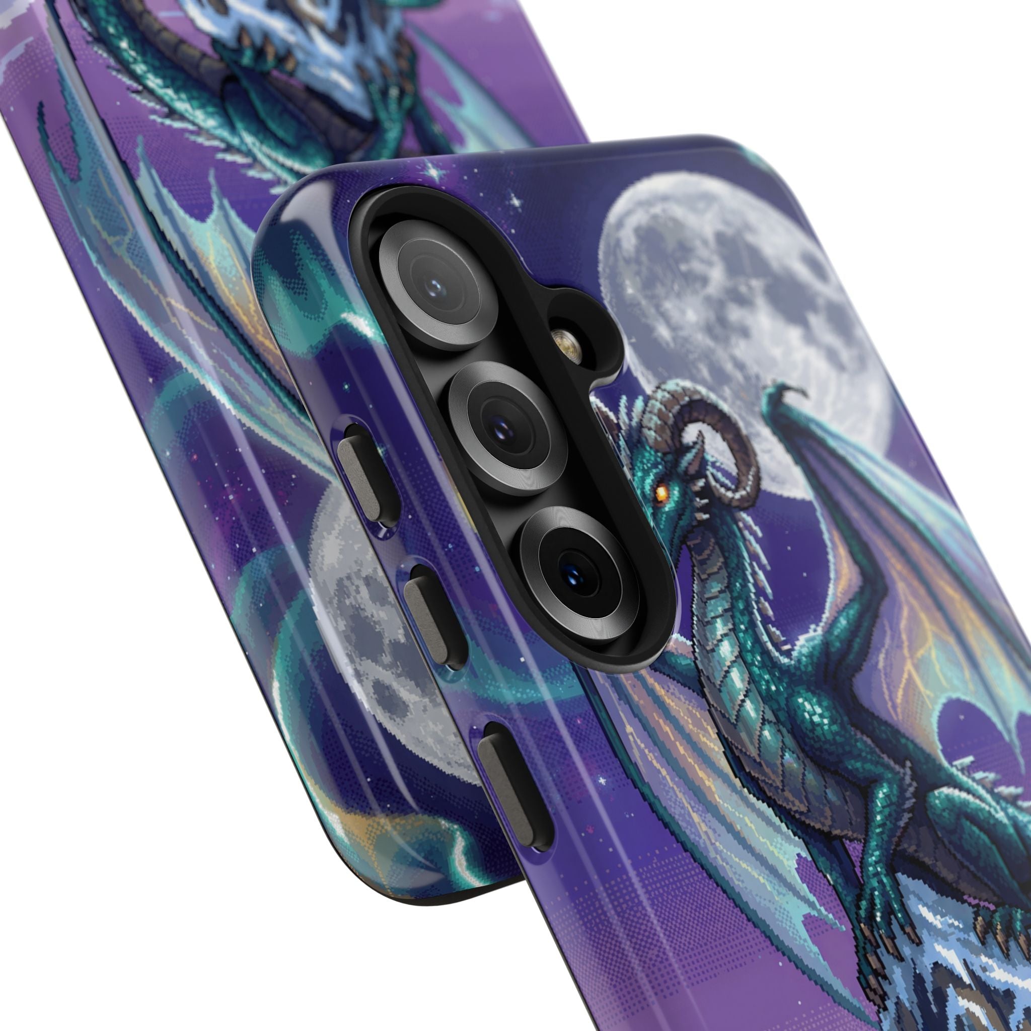 Retro Pixel Dragon on the Mountain Peak — Tough Phone Case