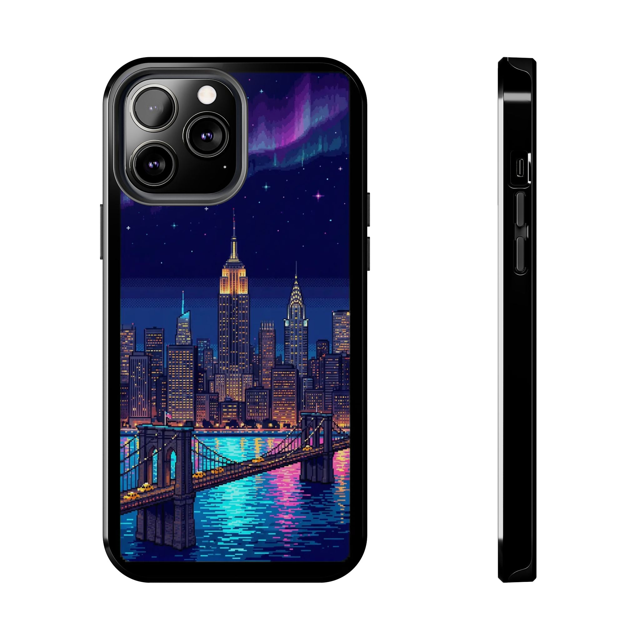 Retro Pixel NYC Skyline at Night — Tough Phone Case
