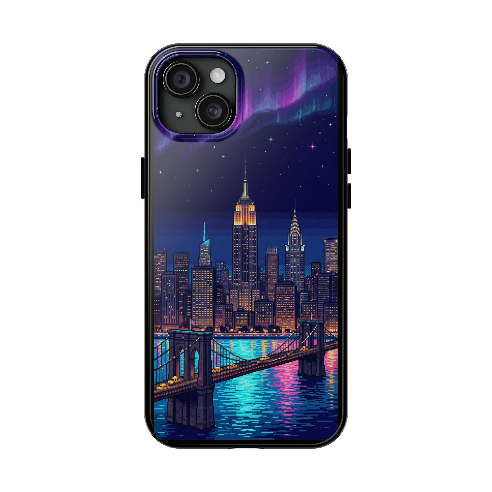 Retro Pixel NYC Skyline at Night — Tough Phone Case