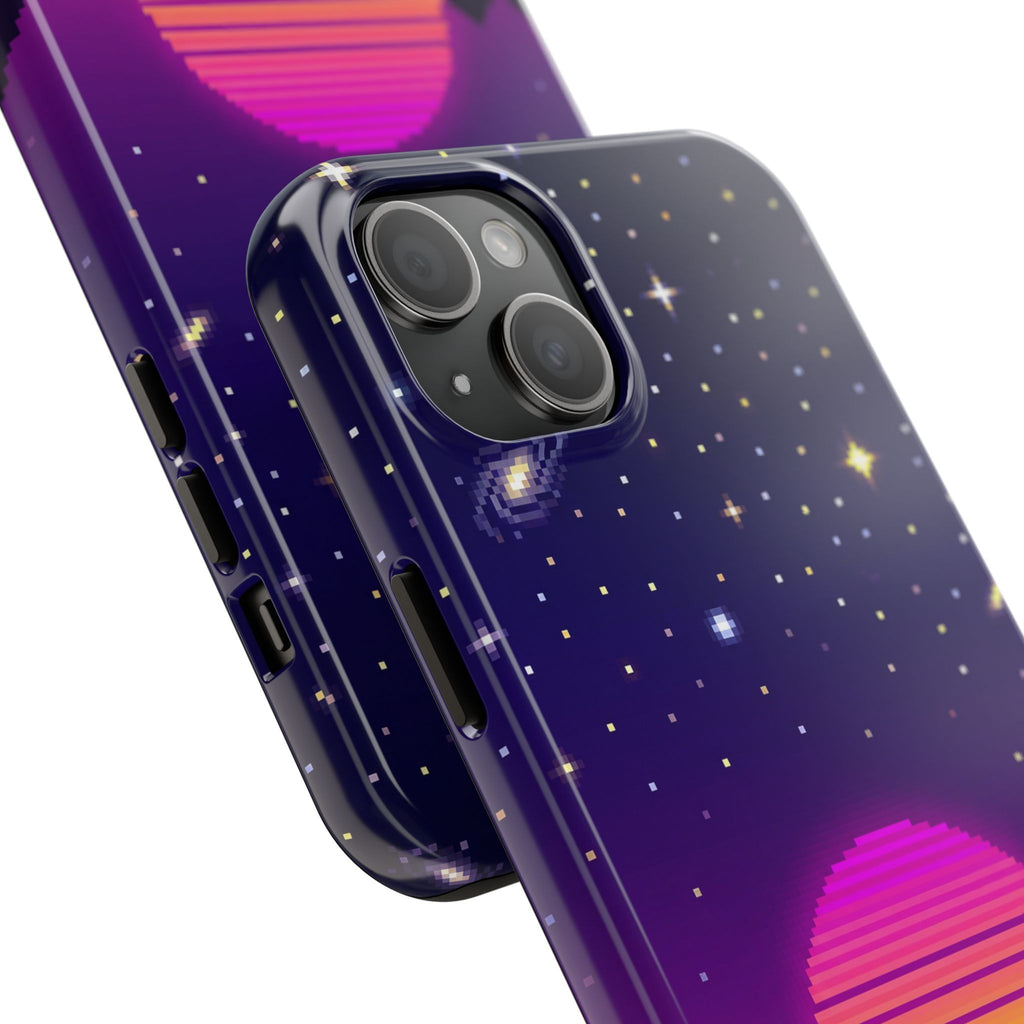 Retro Pixel Neon Grid — Tough Phone Case