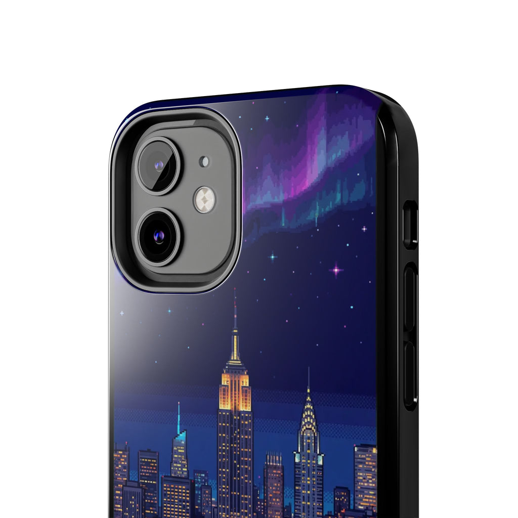 Retro Pixel NYC Skyline at Night — Tough Phone Case
