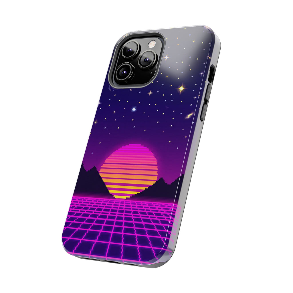 Retro Pixel Neon Grid — Tough Phone Case