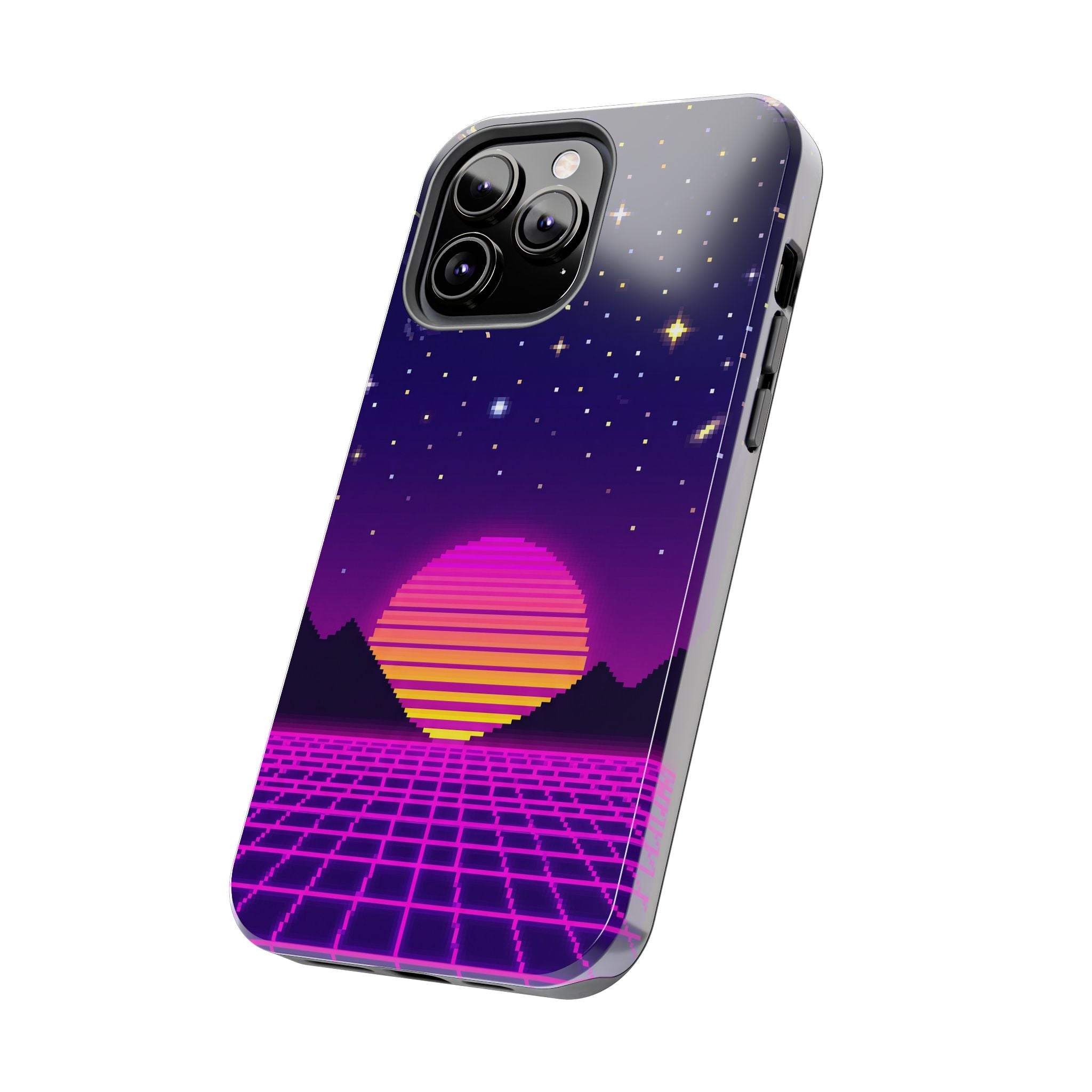 Retro Pixel Neon Grid — Tough Phone Case