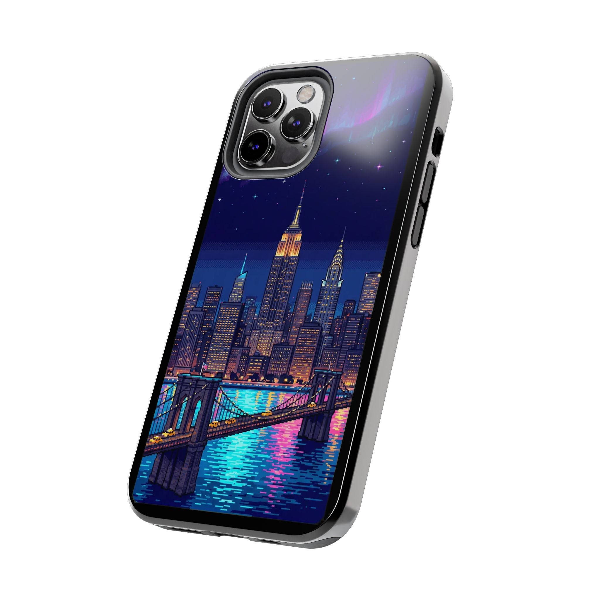 Retro Pixel NYC Skyline at Night — Tough Phone Case