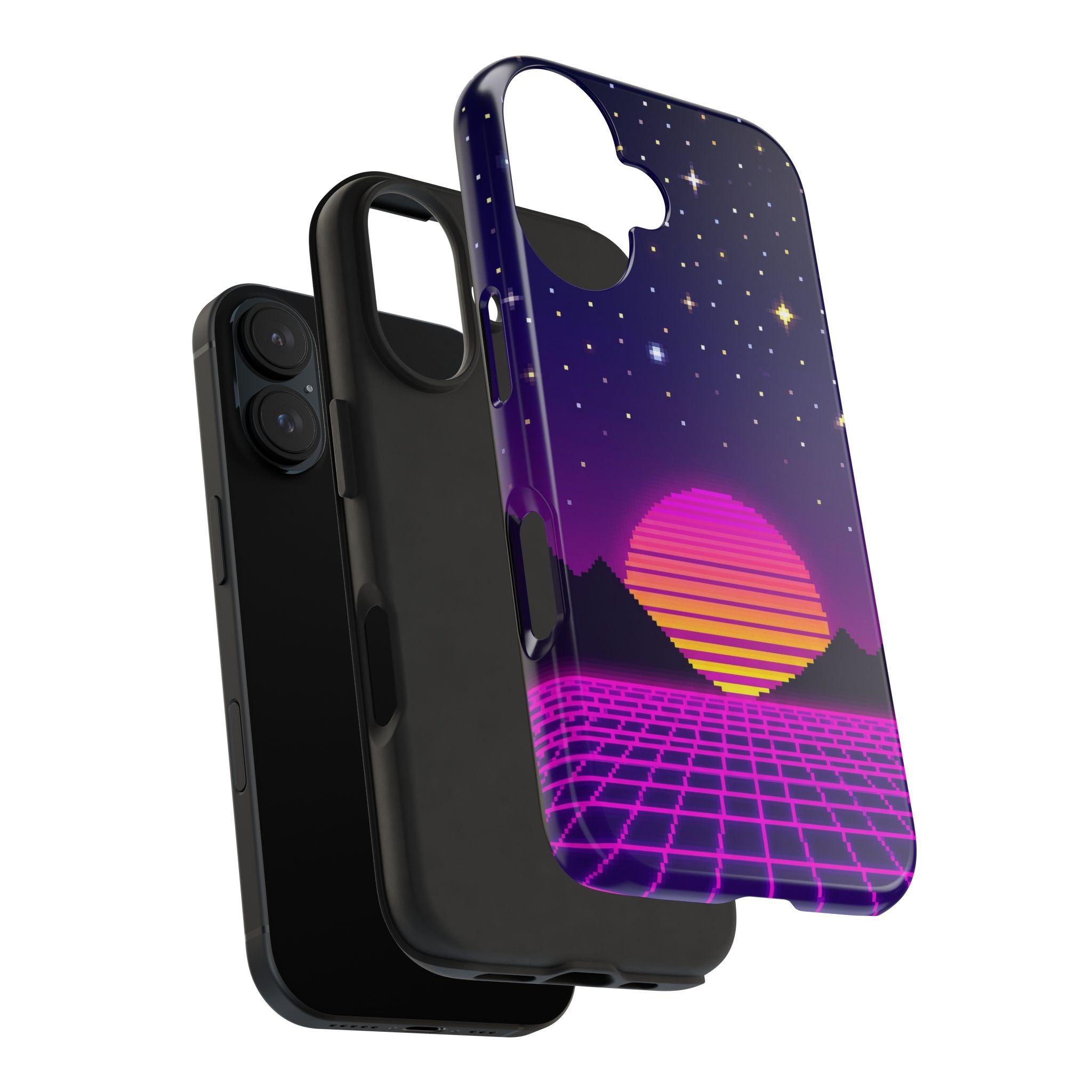 Retro Pixel Neon Grid — Tough Phone Case