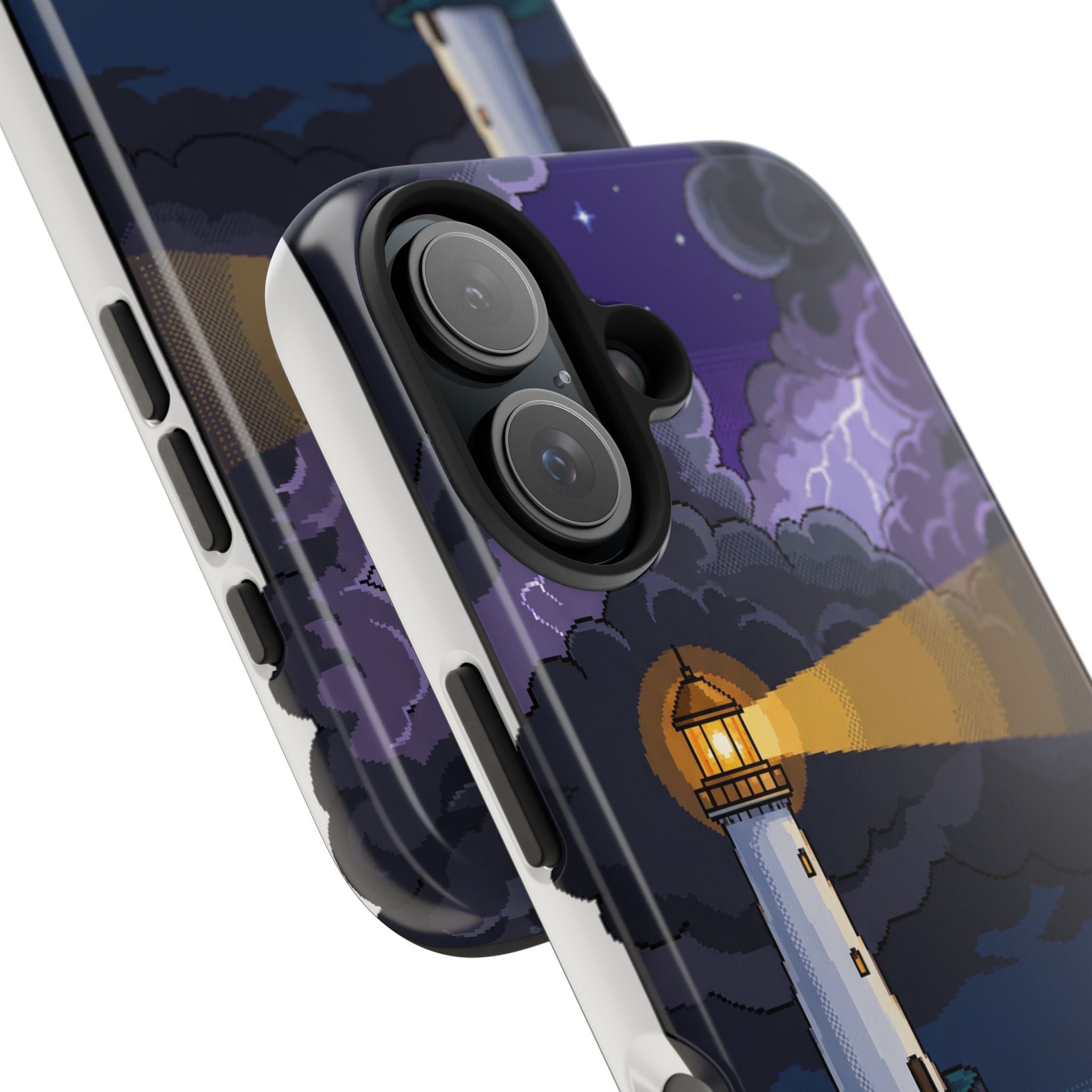Retro Pixel Lighthouse in the Storm — Tough Phone Case