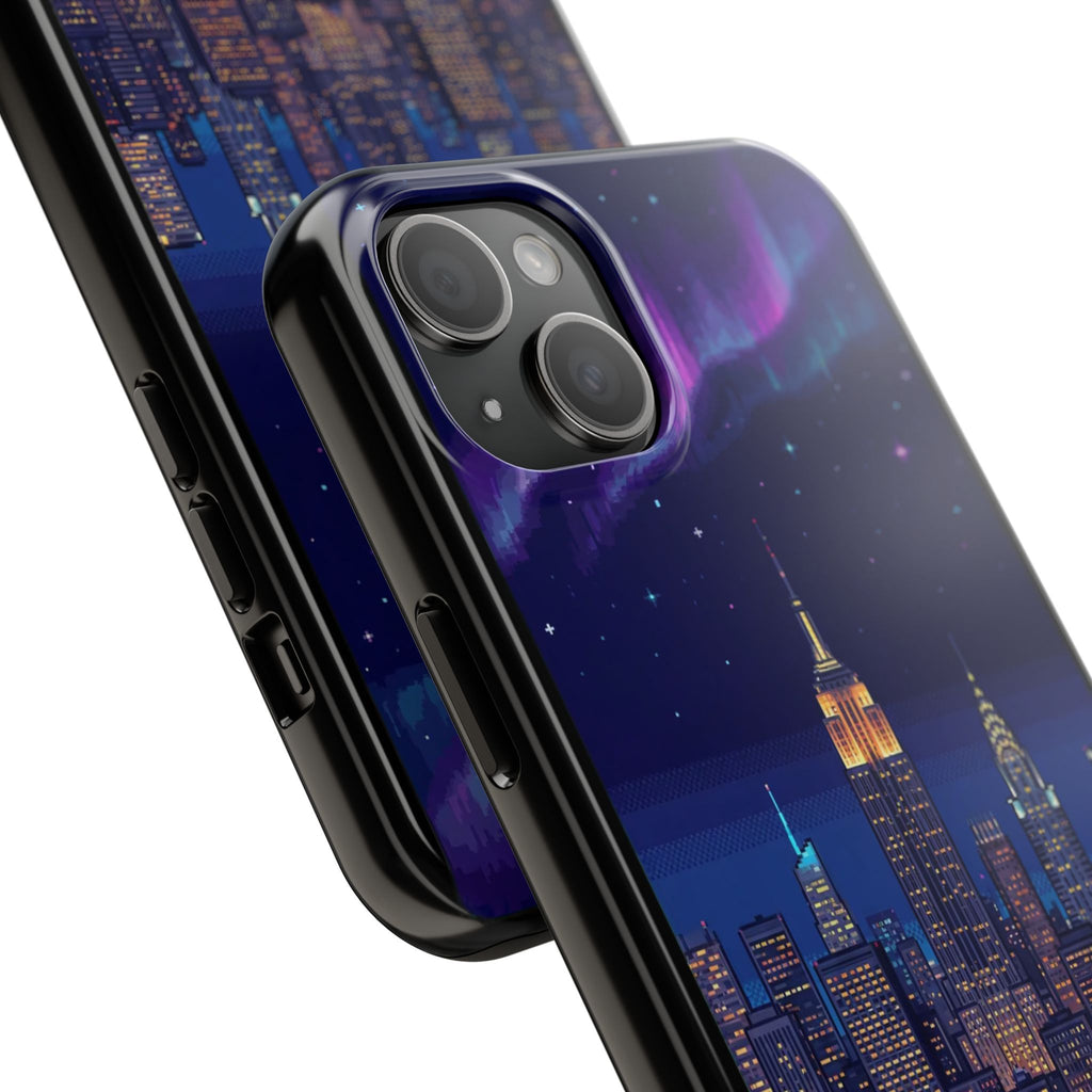Retro Pixel NYC Skyline at Night — Tough Phone Case