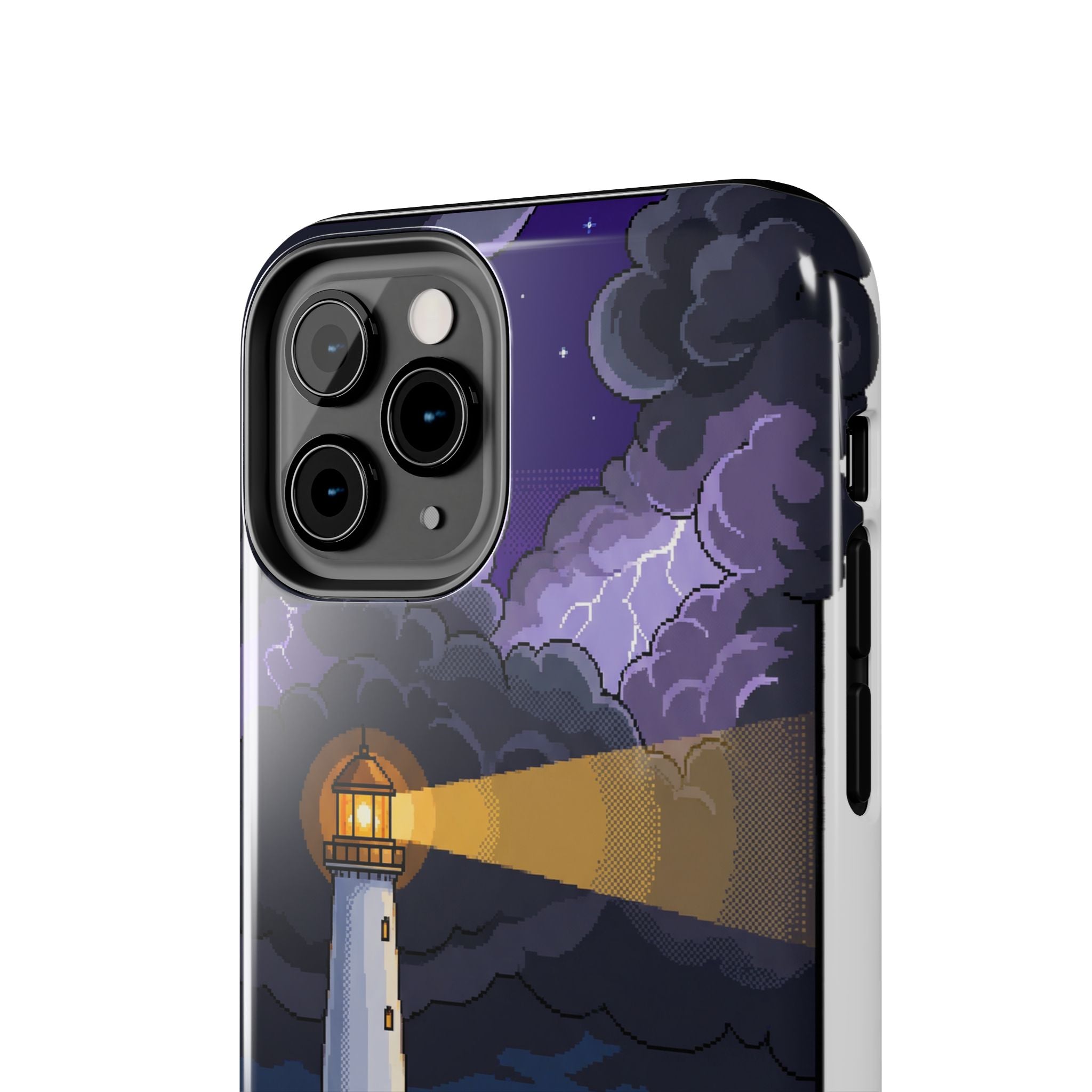 Retro Pixel Lighthouse in the Storm — Tough Phone Case