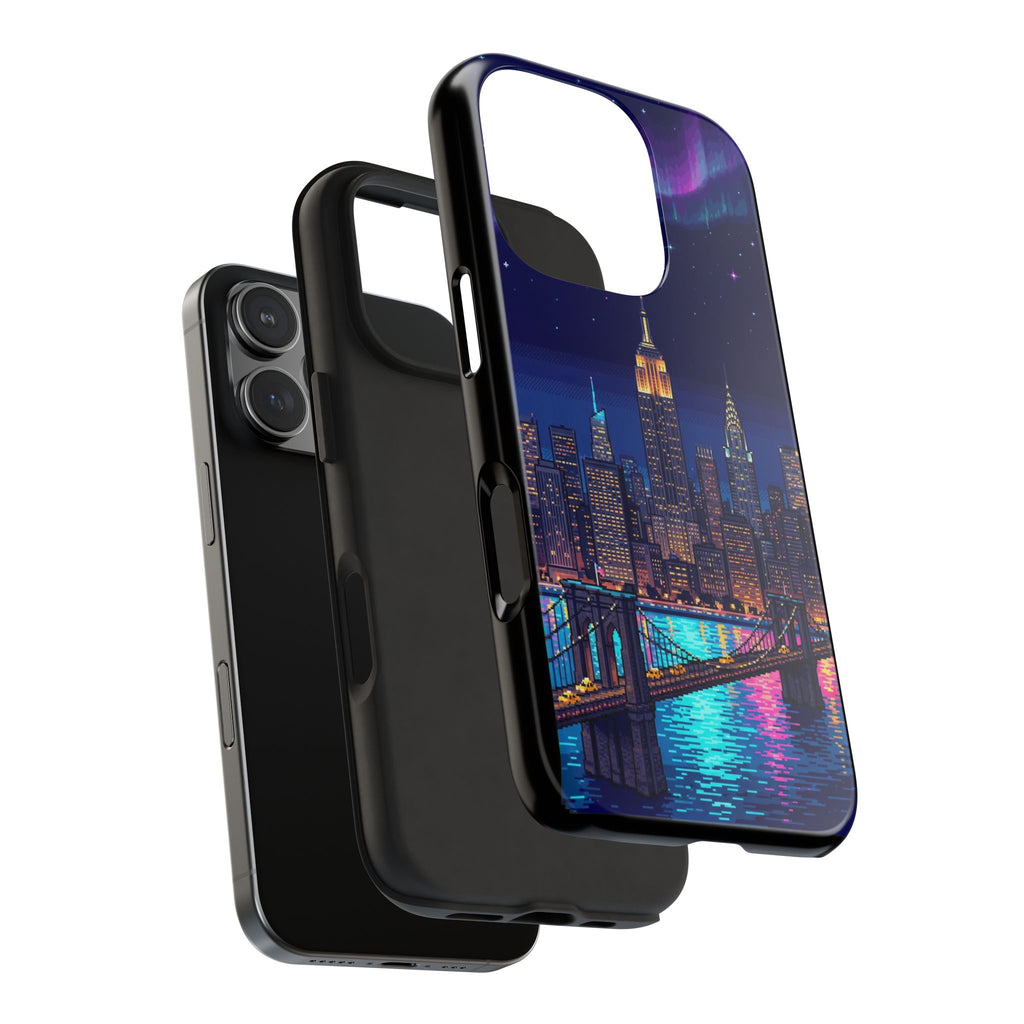 Retro Pixel NYC Skyline at Night — Tough Phone Case