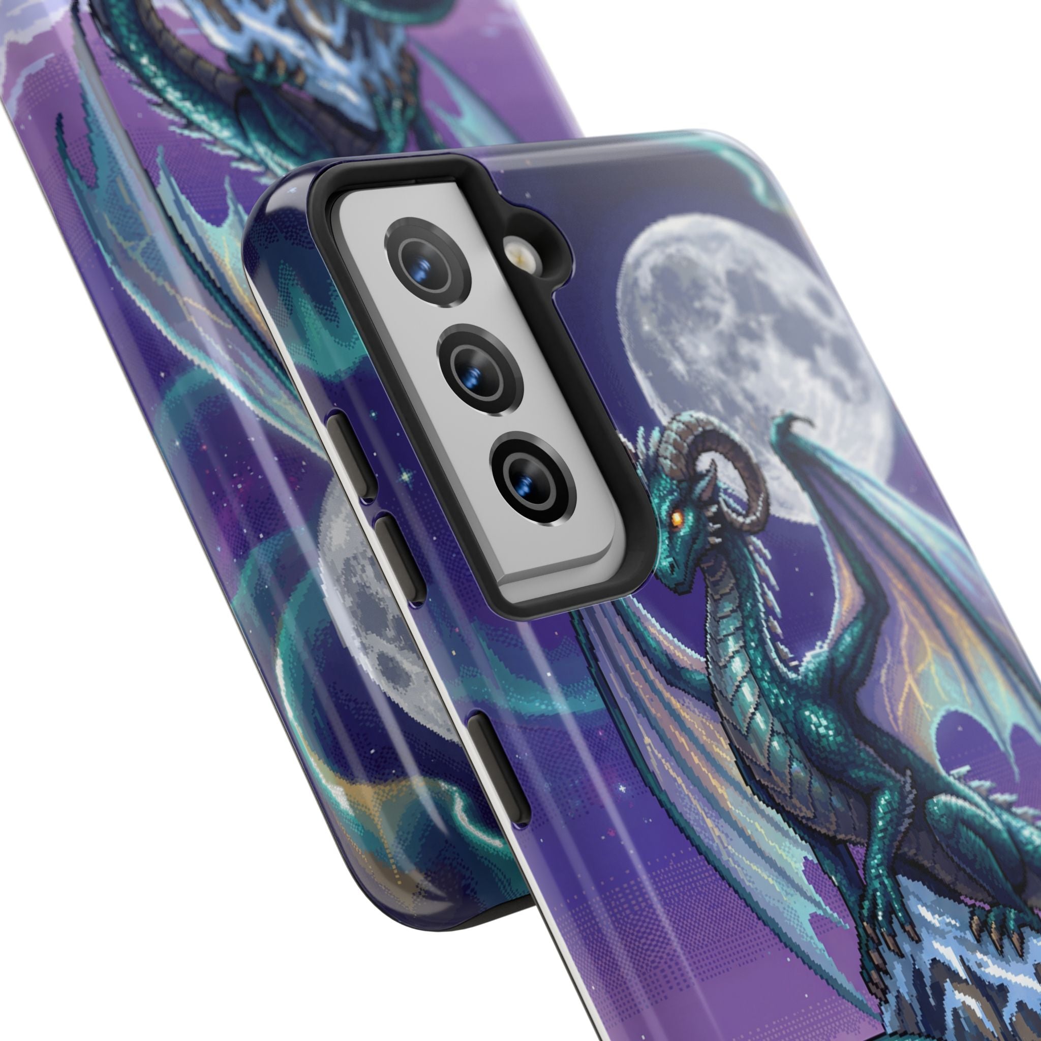 Retro Pixel Dragon on the Mountain Peak — Tough Phone Case