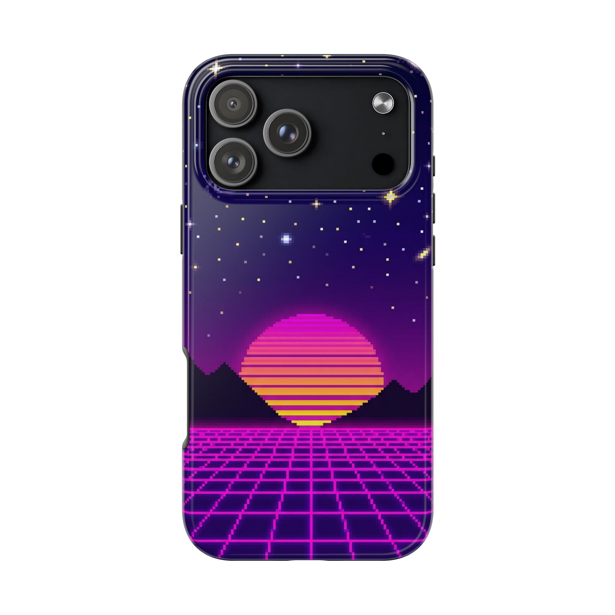 Retro Pixel Neon Grid — Tough Phone Case