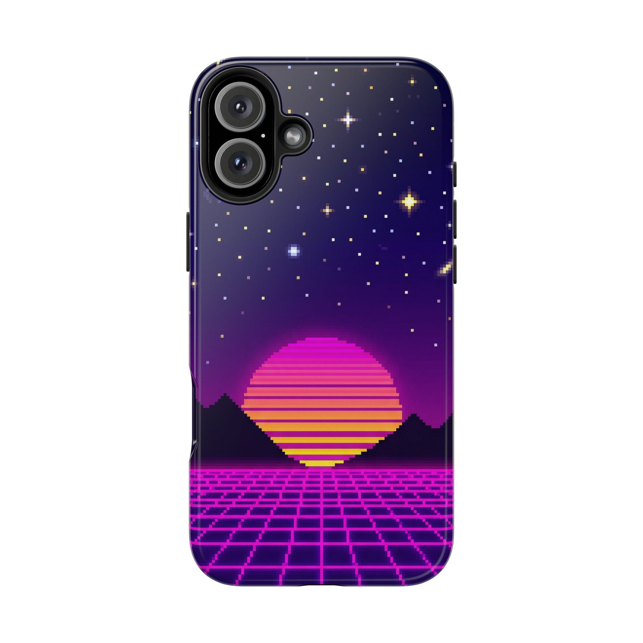 Retro Pixel Neon Grid — Tough Phone Case