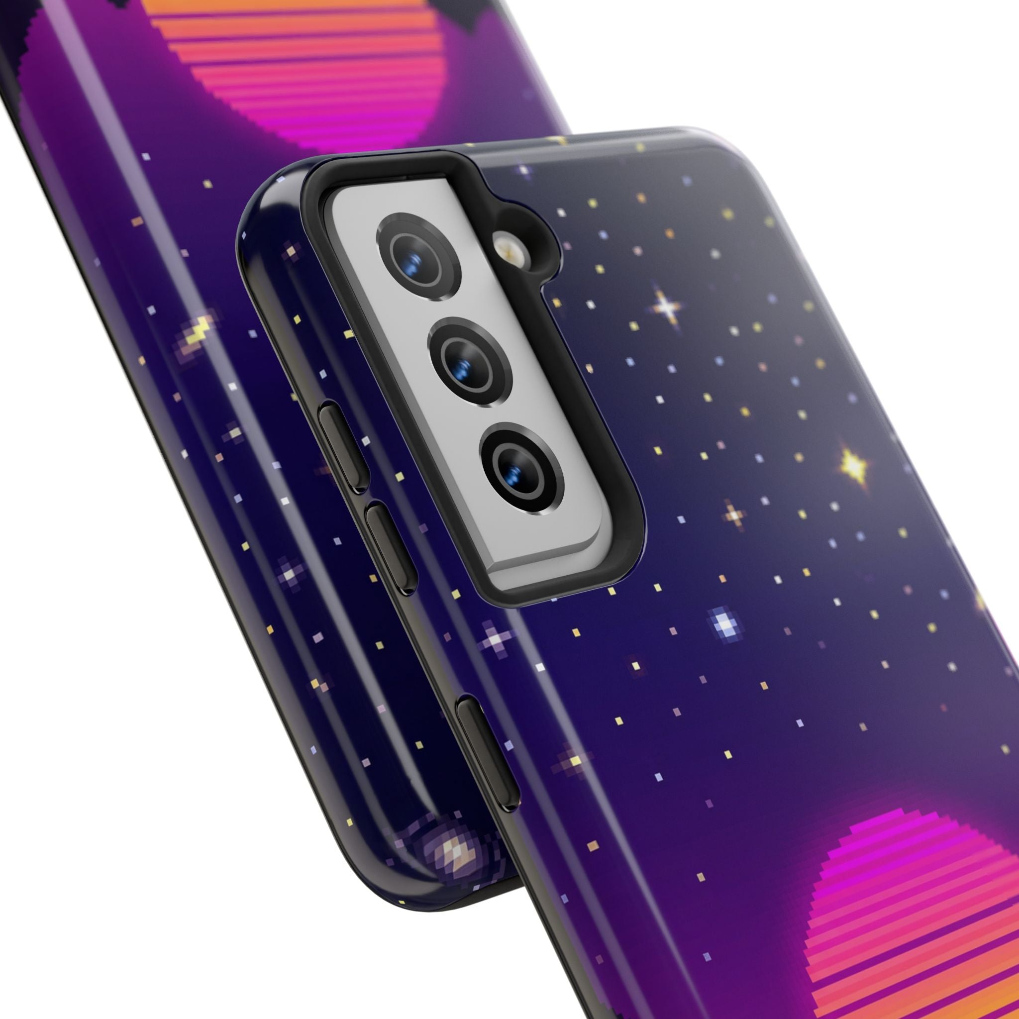 Retro Pixel Neon Grid — Tough Phone Case