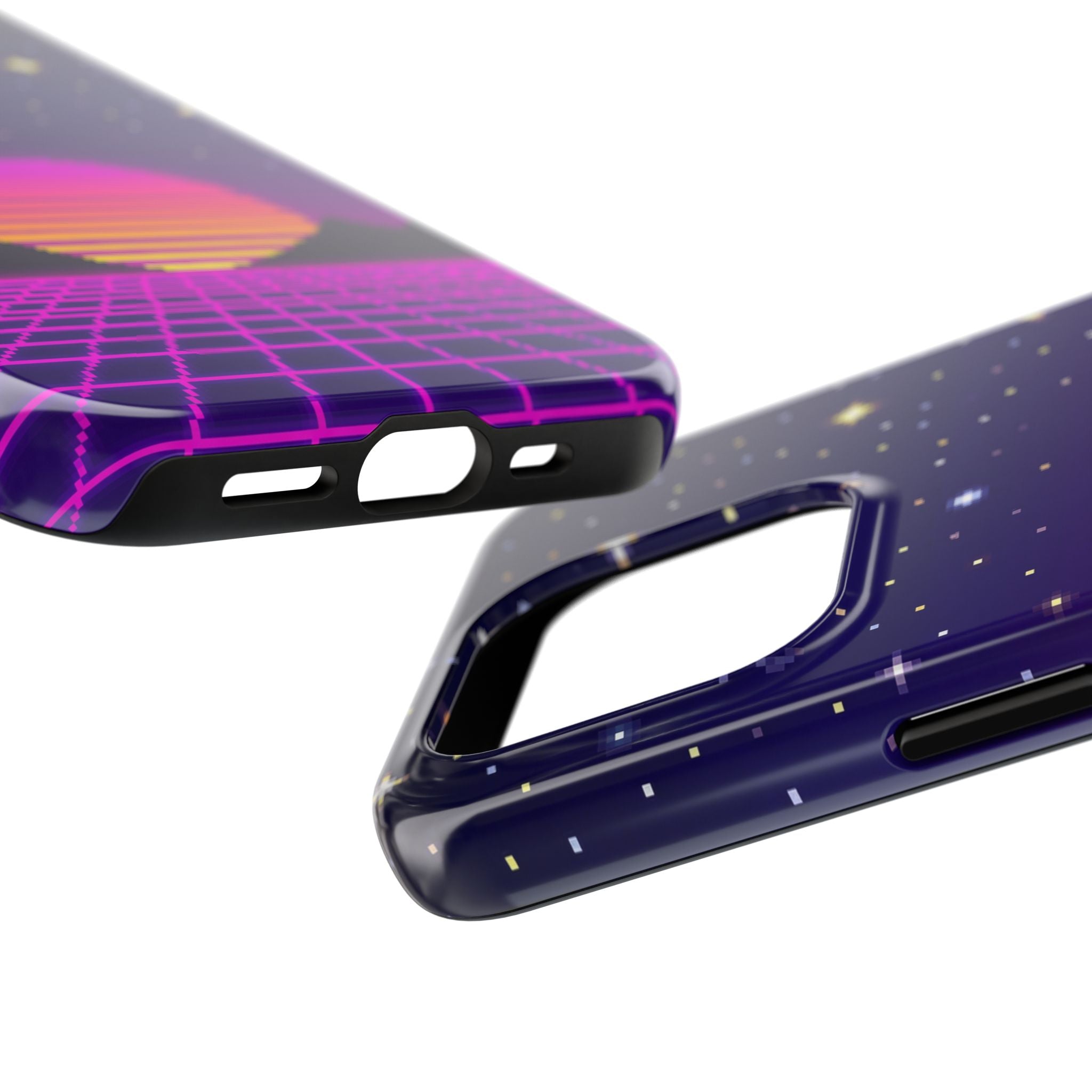 Retro Pixel Neon Grid — Tough Phone Case