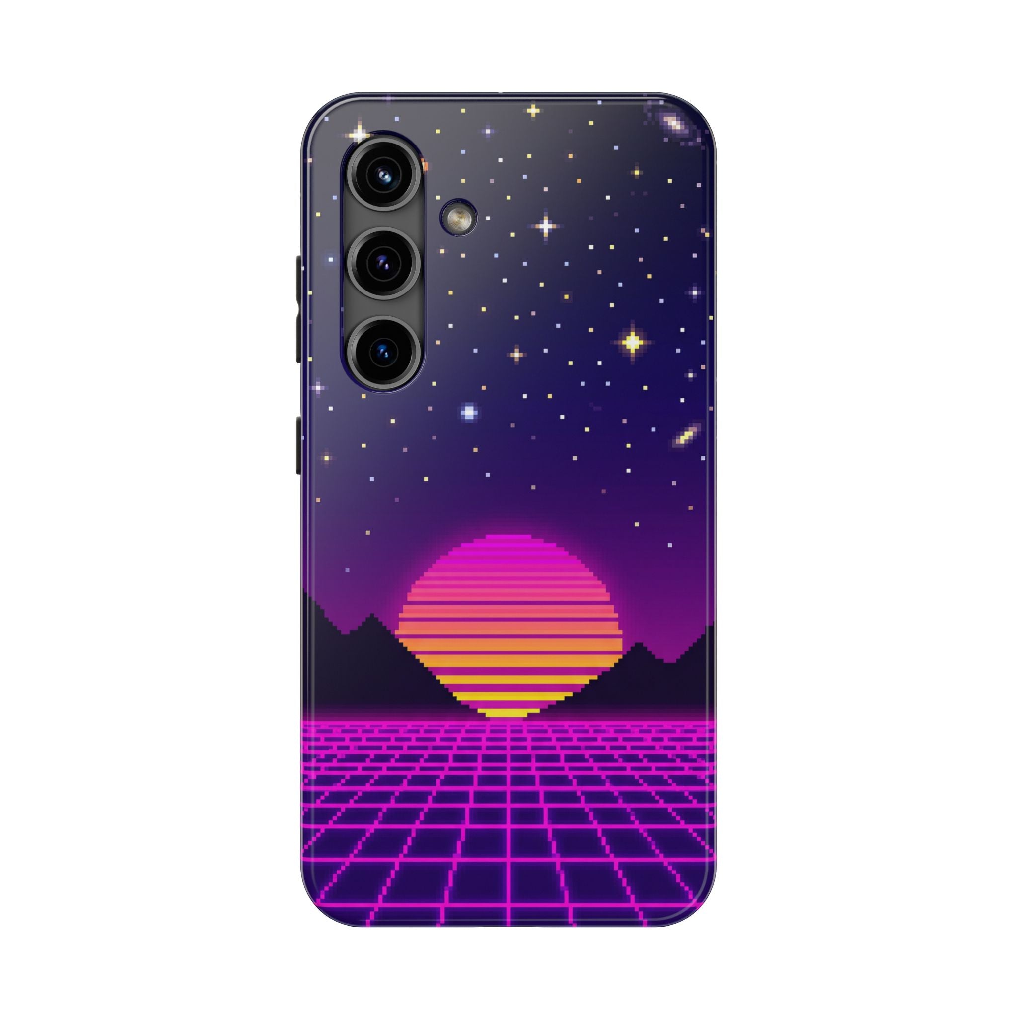 Retro Pixel Neon Grid — Tough Phone Case