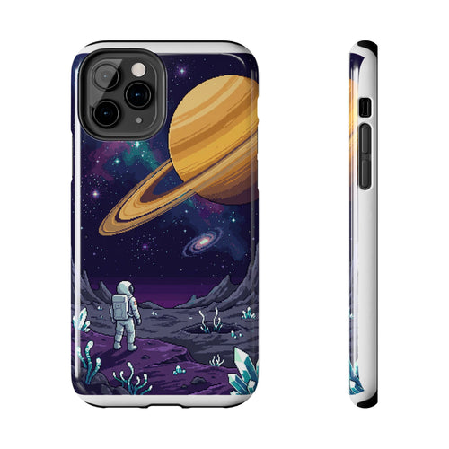 Retro Pixel Astronaut on an Alien World — Tough Phone Case