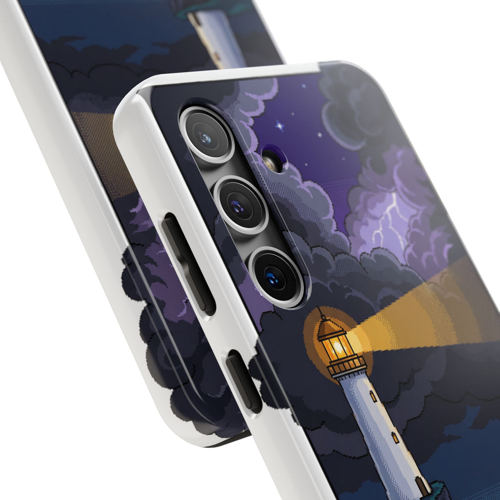 Retro Pixel Lighthouse in the Storm — Tough Phone Case