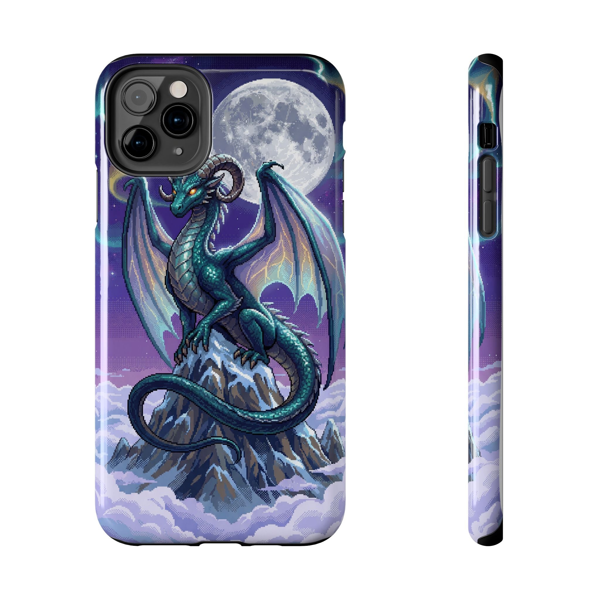 Retro Pixel Dragon on the Mountain Peak — Tough Phone Case