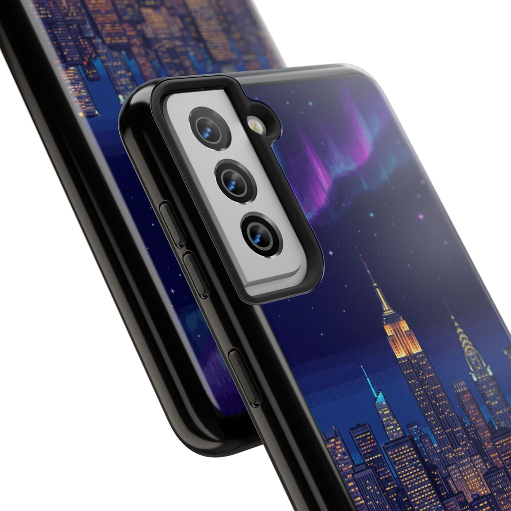 Retro Pixel NYC Skyline at Night — Tough Phone Case