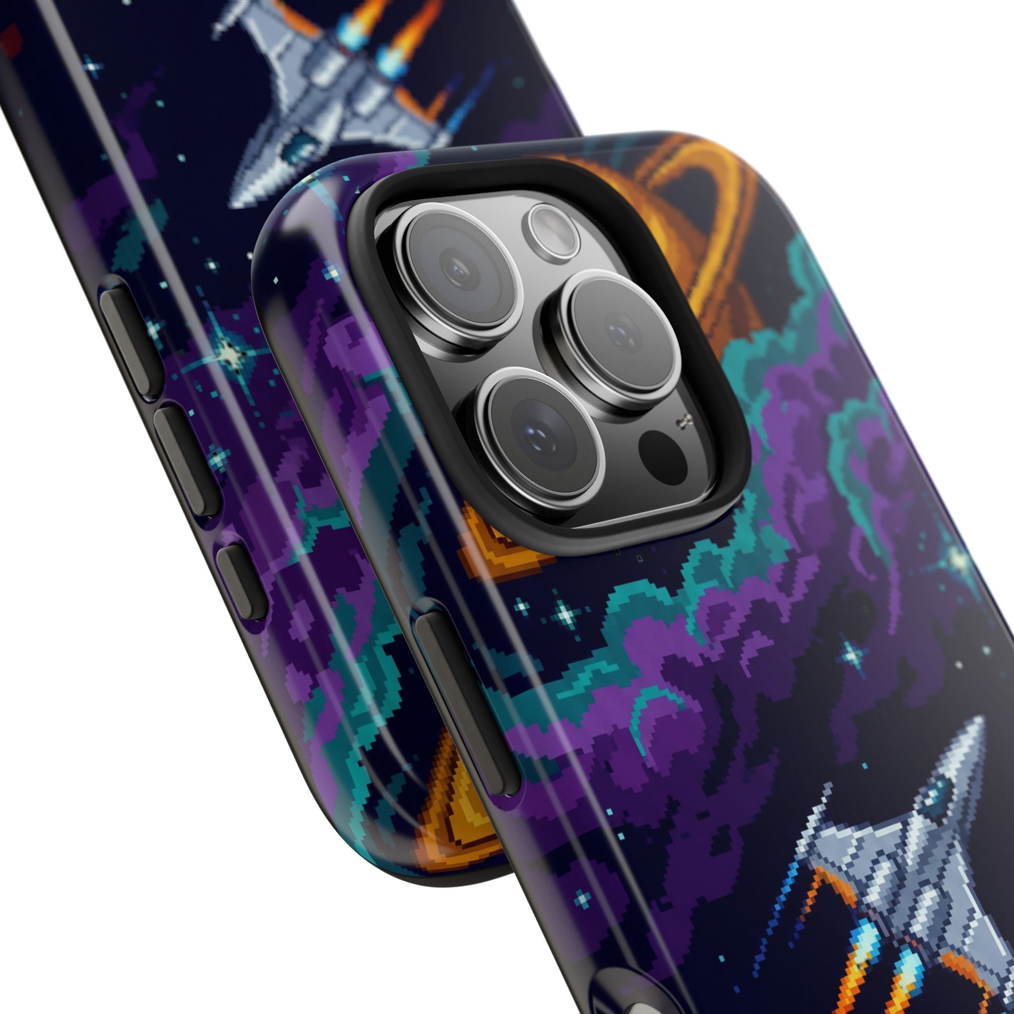 Retro Pixel Galactic Hero — Tough Phone Case