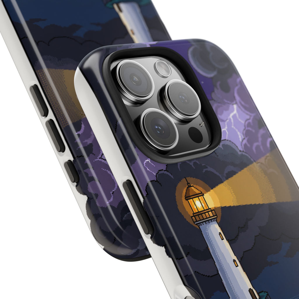 Retro Pixel Lighthouse in the Storm — Tough Phone Case