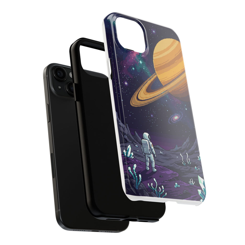 Retro Pixel Astronaut on an Alien World — Tough Phone Case