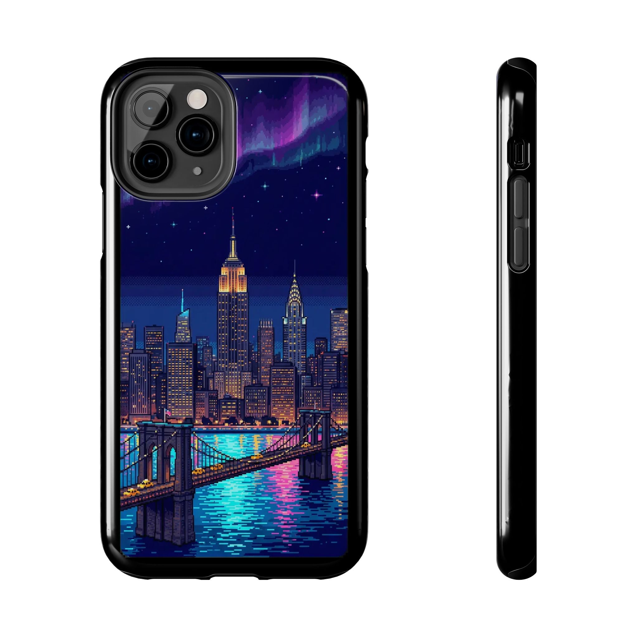 Retro Pixel NYC Skyline at Night — Tough Phone Case