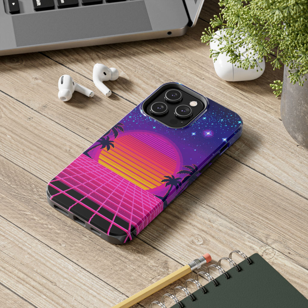 Retro Pixel 8-Bit Sunset — Tough Phone Case