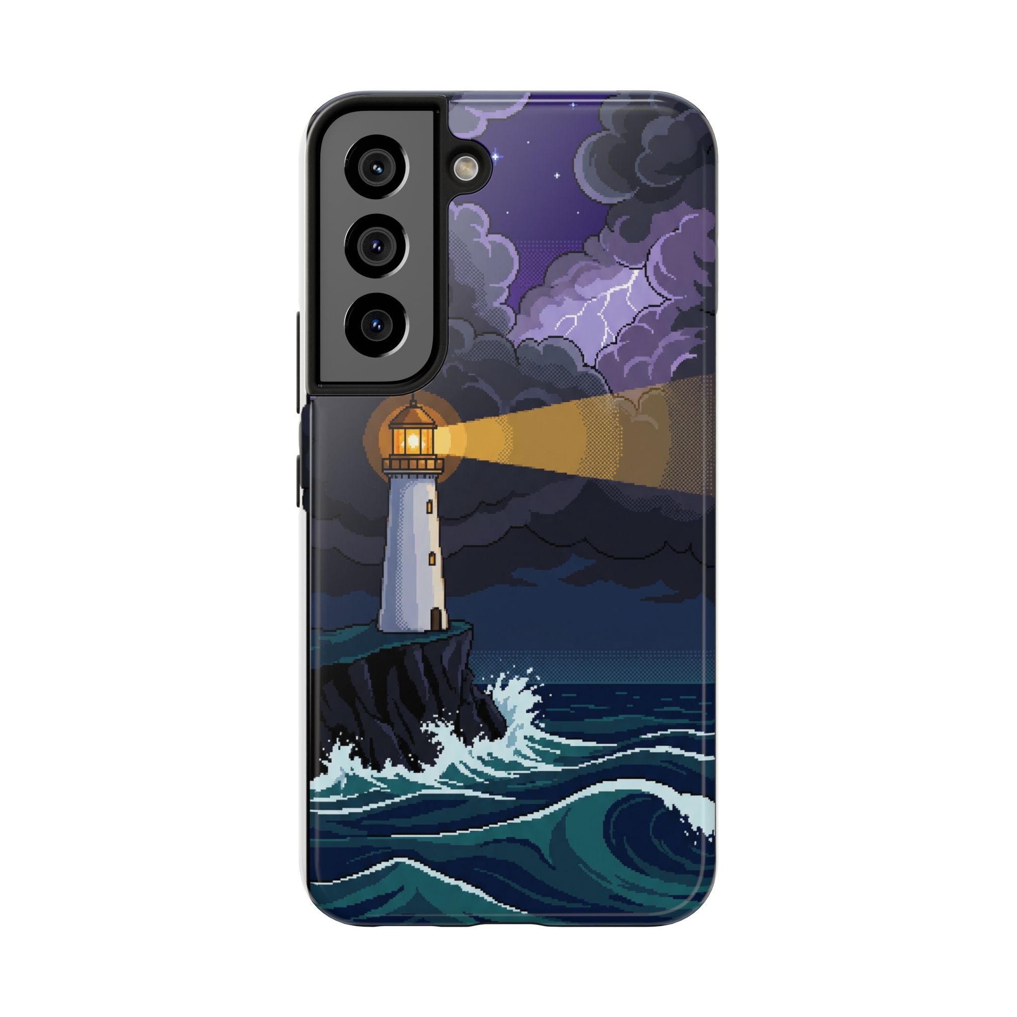 Retro Pixel Lighthouse in the Storm — Tough Phone Case