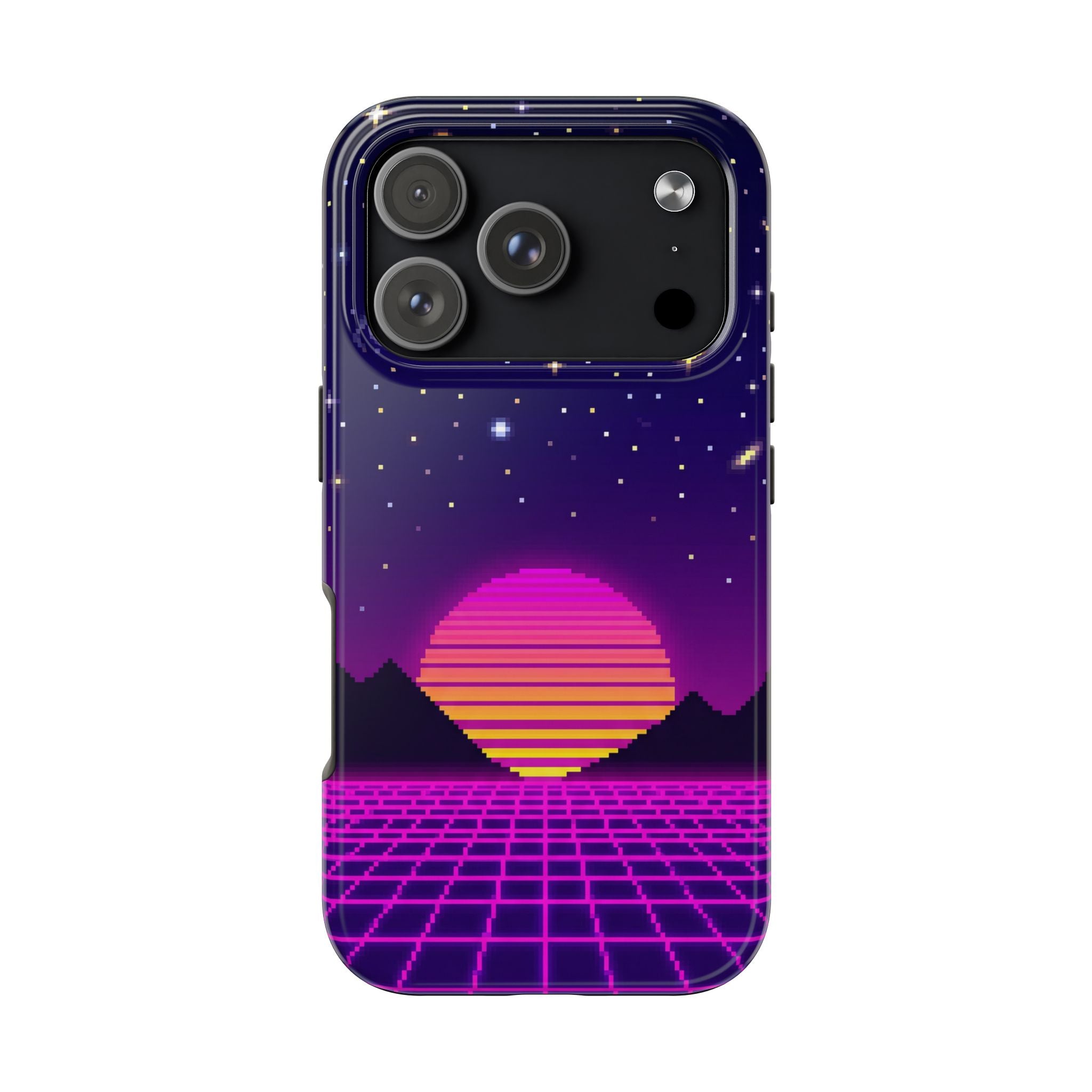 Retro Pixel Neon Grid — Tough Phone Case